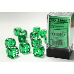 Chessex 16mm 12d6 Translucent: Green/White